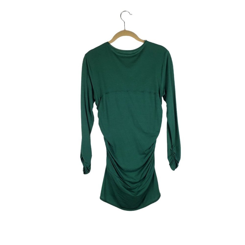 Susana Monaco Top Ruched Long Sleeve Green Wool Blend Size Medium - Picture 2 of 11